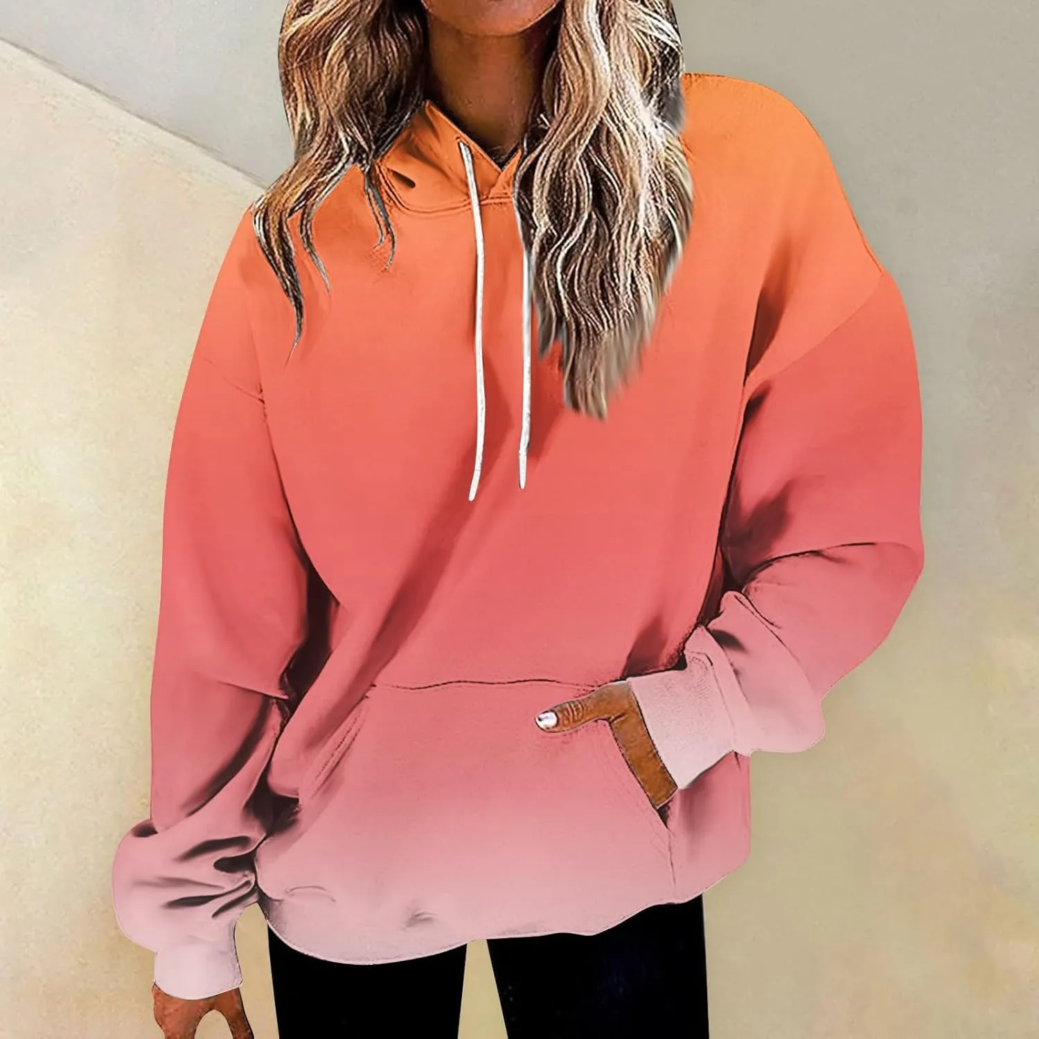 GOFULY Women'S Fashion Hoodies & Sweatshirts Long Sleeve Drawstring Sweatshirt Gradient Color Fall 2024 Casual Sweatshirts