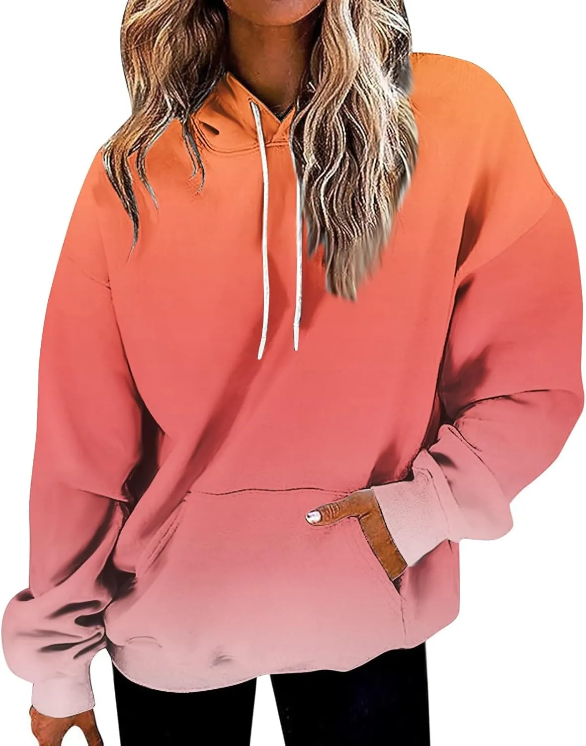 GOFULY Women'S Fashion Hoodies & Sweatshirts Long Sleeve Drawstring Sweatshirt Gradient Color Fall 2024 Casual Sweatshirts