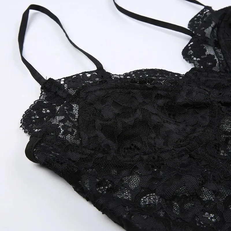 Gothic Butterfly Lace Crop Top