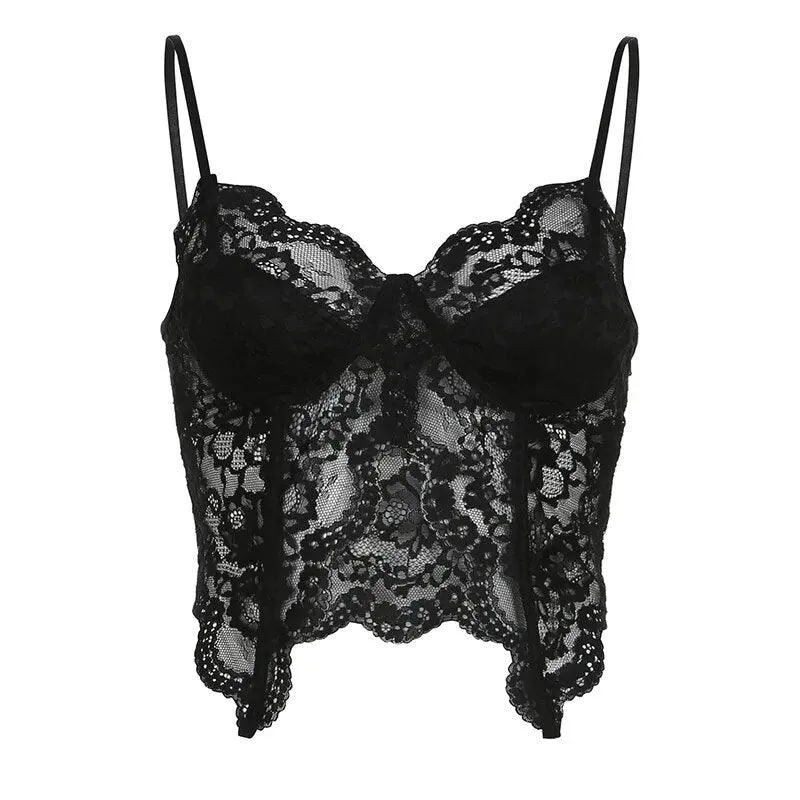 Gothic Butterfly Lace Crop Top