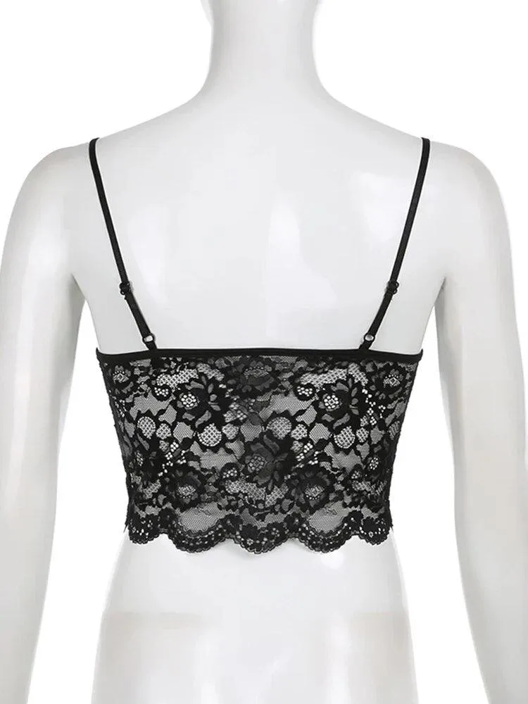 Gothic Butterfly Lace Crop Top