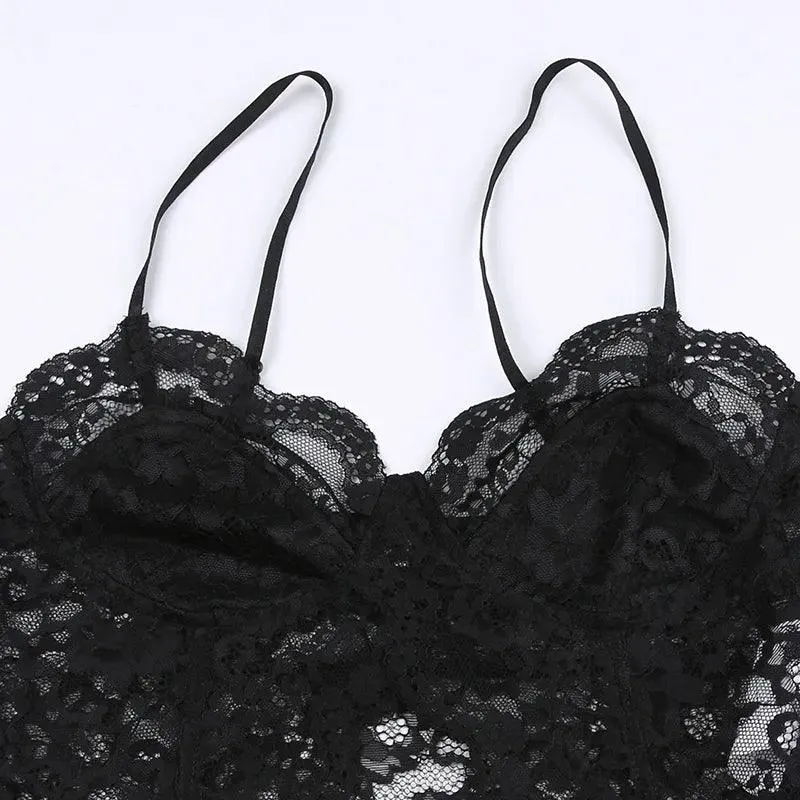 Gothic Butterfly Lace Crop Top
