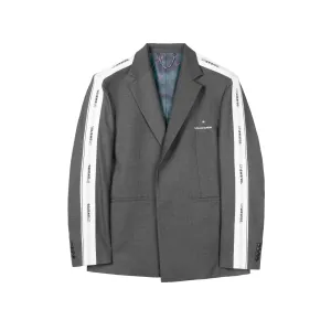 Grey Color Blocking Strap Single Breasted Suit
