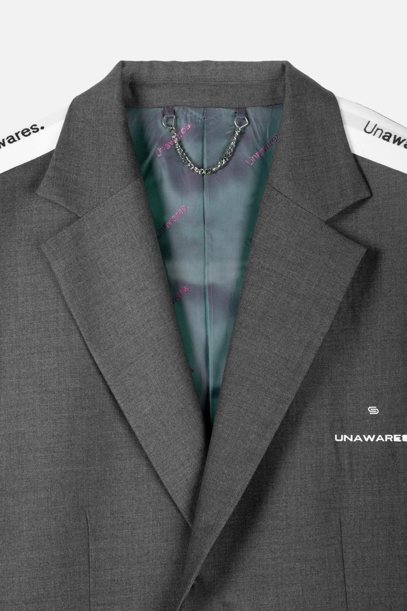 Grey Color Blocking Strap Single Breasted Suit
