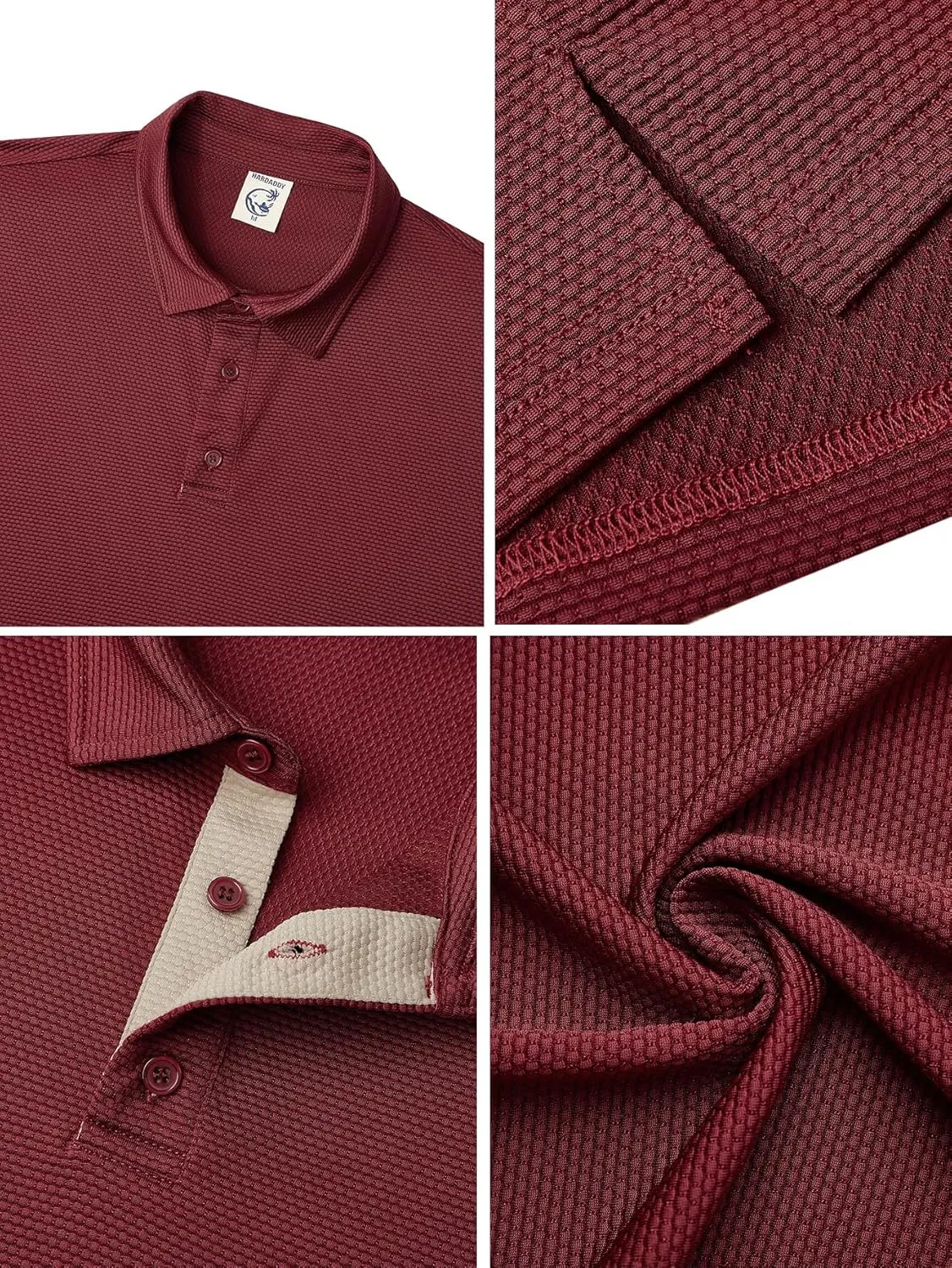 Hardaddy Men's Color Block Short Sleeve Polo Shirts Dry Fit Wrinkle Free Casual Lightweight Collared T-Shirts