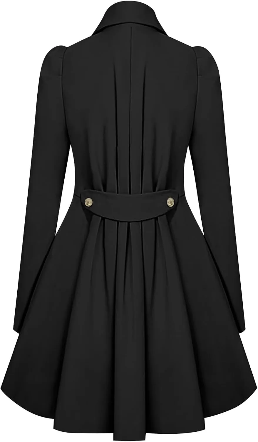 Hasta Women's Swing Coats Lapel Pleated Hem Slim Fit Skirt Pea Coat Plus Size Double-Breasted Trench Coats Overcoat Jacket