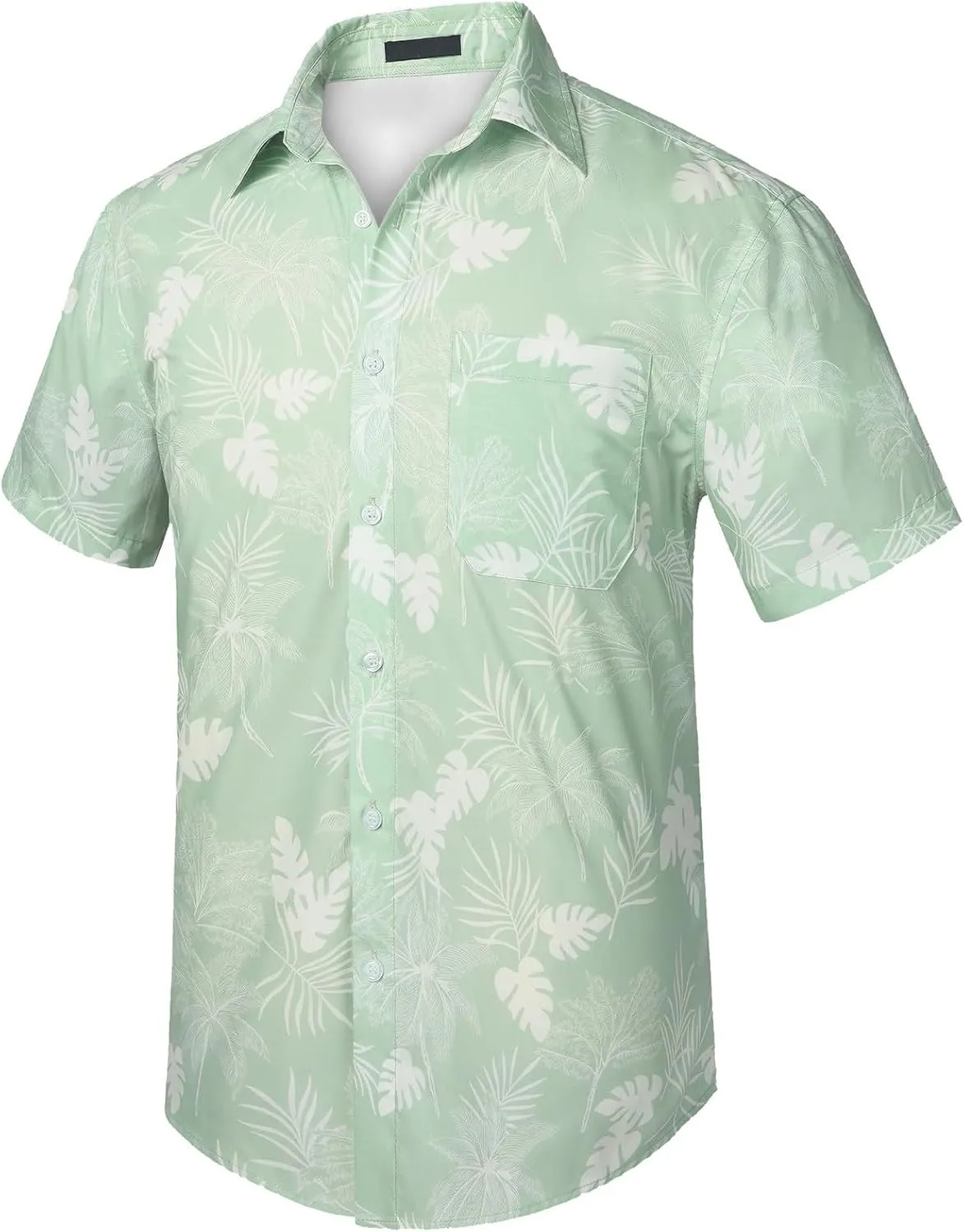 Hawaiian Floral T-Shirt for Men Button Down Beach Vacation Travel Tropical Shirt Collared Printed Summer Outfits Tops