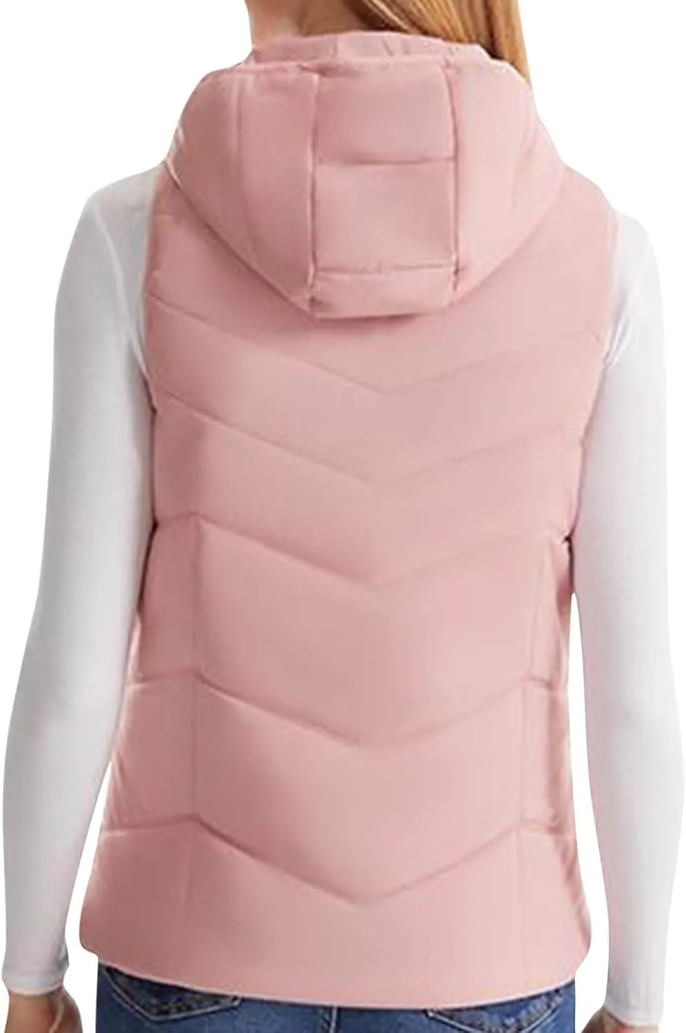 Heated Vest for Women Winter Warm Sleeveless Puffer Jackets Full Zip Quilted Down Gilet Coat Heated Coats