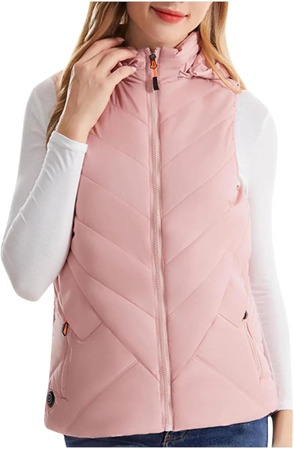 Heated Vest for Women Winter Warm Sleeveless Puffer Jackets Full Zip Quilted Down Gilet Coat Heated Coats