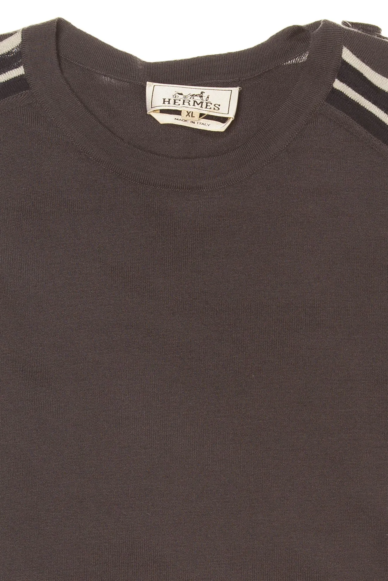 Hermes - Dark Slate Blue Long Sleeve Shirt Striped Shoulders - XL