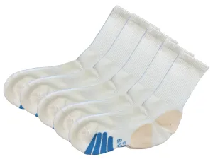 High Performance Crew Bamboo Viscose Socks Unisex White Color - 5-pack