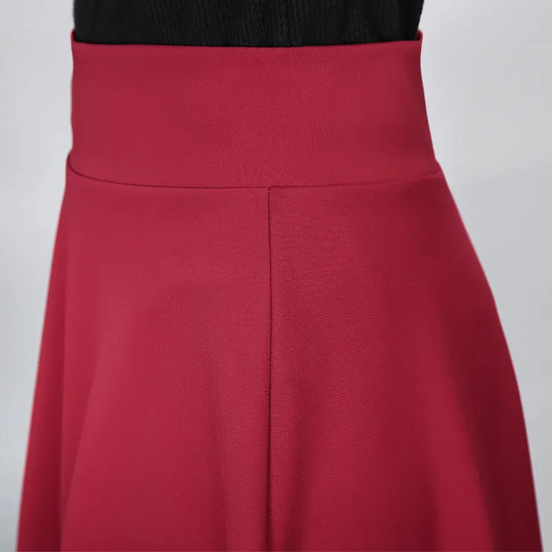 High Waist Pleated Mid-Length Anti-Exposed Plus Size Flare Skirt