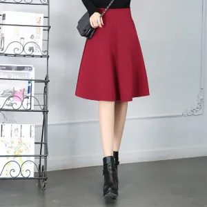 High Waist Pleated Mid-Length Anti-Exposed Plus Size Flare Skirt