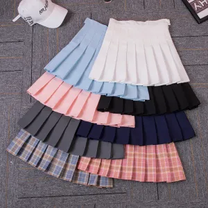 High Waist Pleated Plus Size A-Line Women Summer Purple Korean Skirt