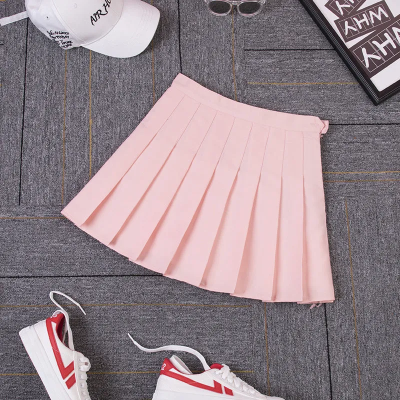 High Waist Pleated Plus Size A-Line Women Summer Purple Korean Skirt