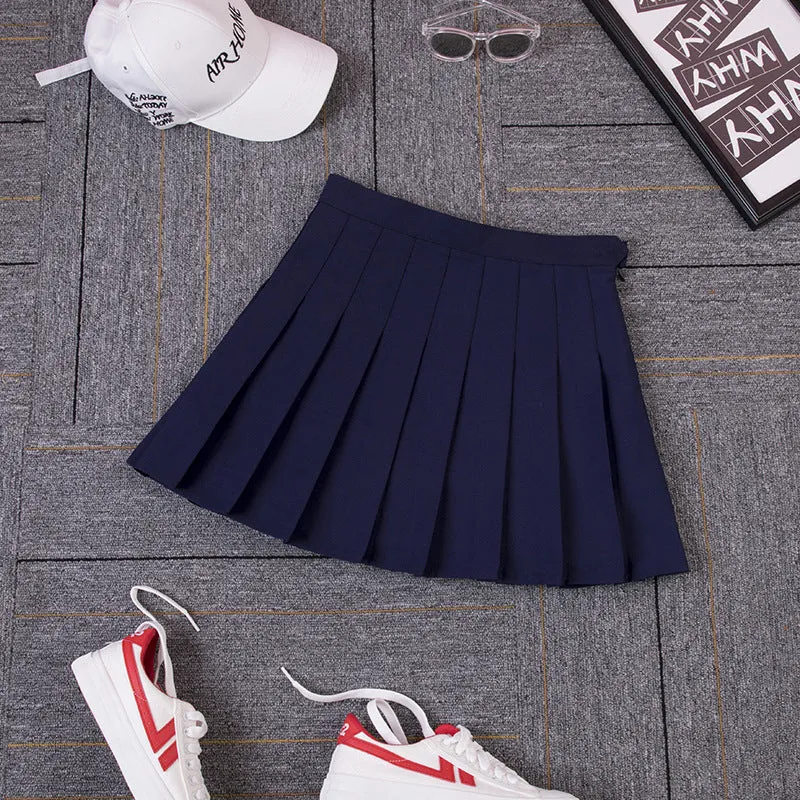 High Waist Pleated Plus Size A-Line Women Summer Purple Korean Skirt
