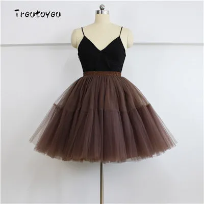 High Waist Pleated Tulle Skirt Adult Tutu Short Puffy Skirts