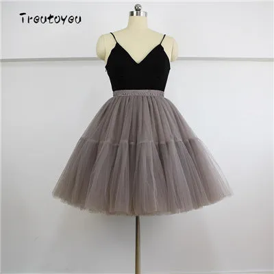 High Waist Pleated Tulle Skirt Adult Tutu Short Puffy Skirts