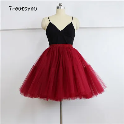 High Waist Pleated Tulle Skirt Adult Tutu Short Puffy Skirts