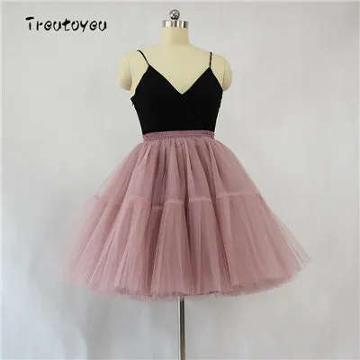 High Waist Pleated Tulle Skirt Adult Tutu Short Puffy Skirts