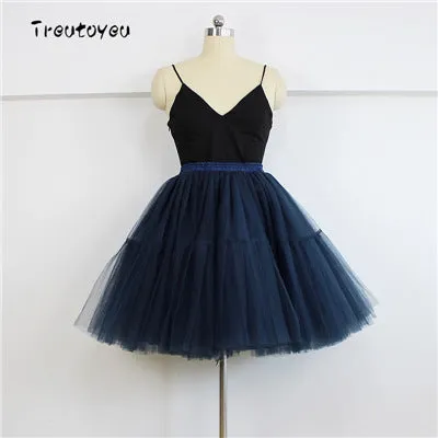 High Waist Pleated Tulle Skirt Adult Tutu Short Puffy Skirts