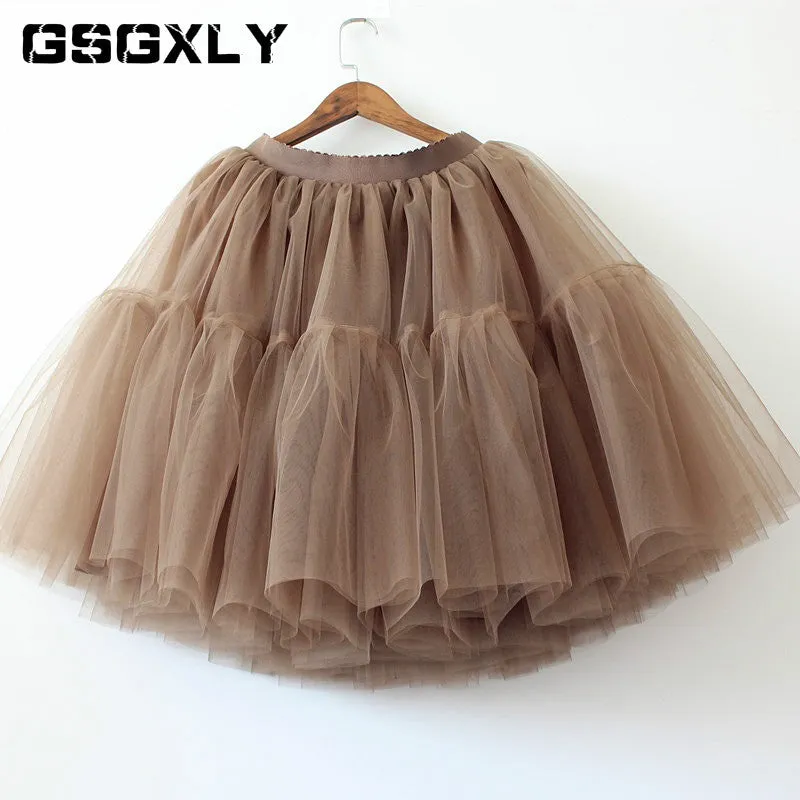 High Waist Pleated Tulle Skirt Adult Tutu Short Puffy Skirts