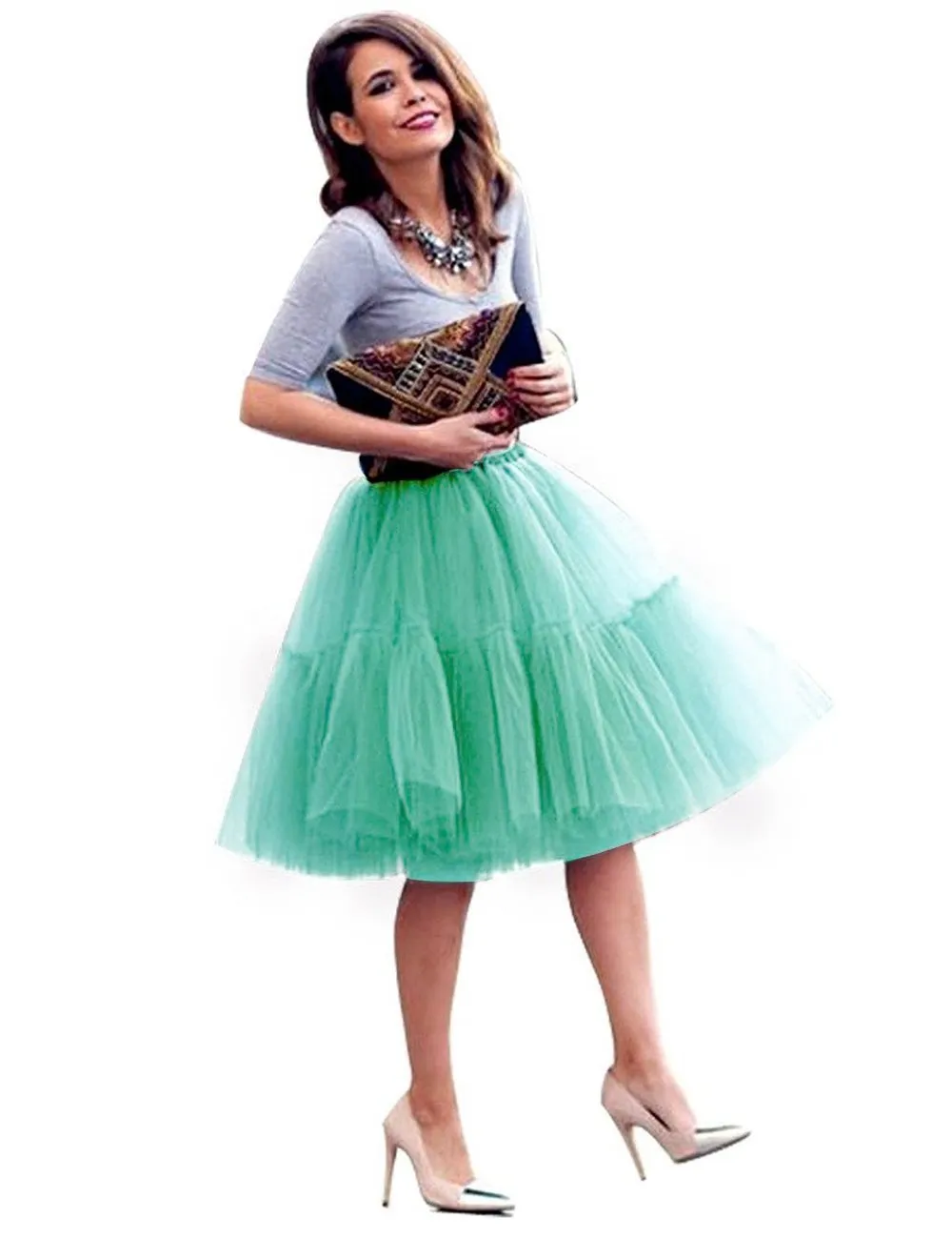 High Waist Pleated Tulle Skirt Adult Tutu Short Puffy Skirts