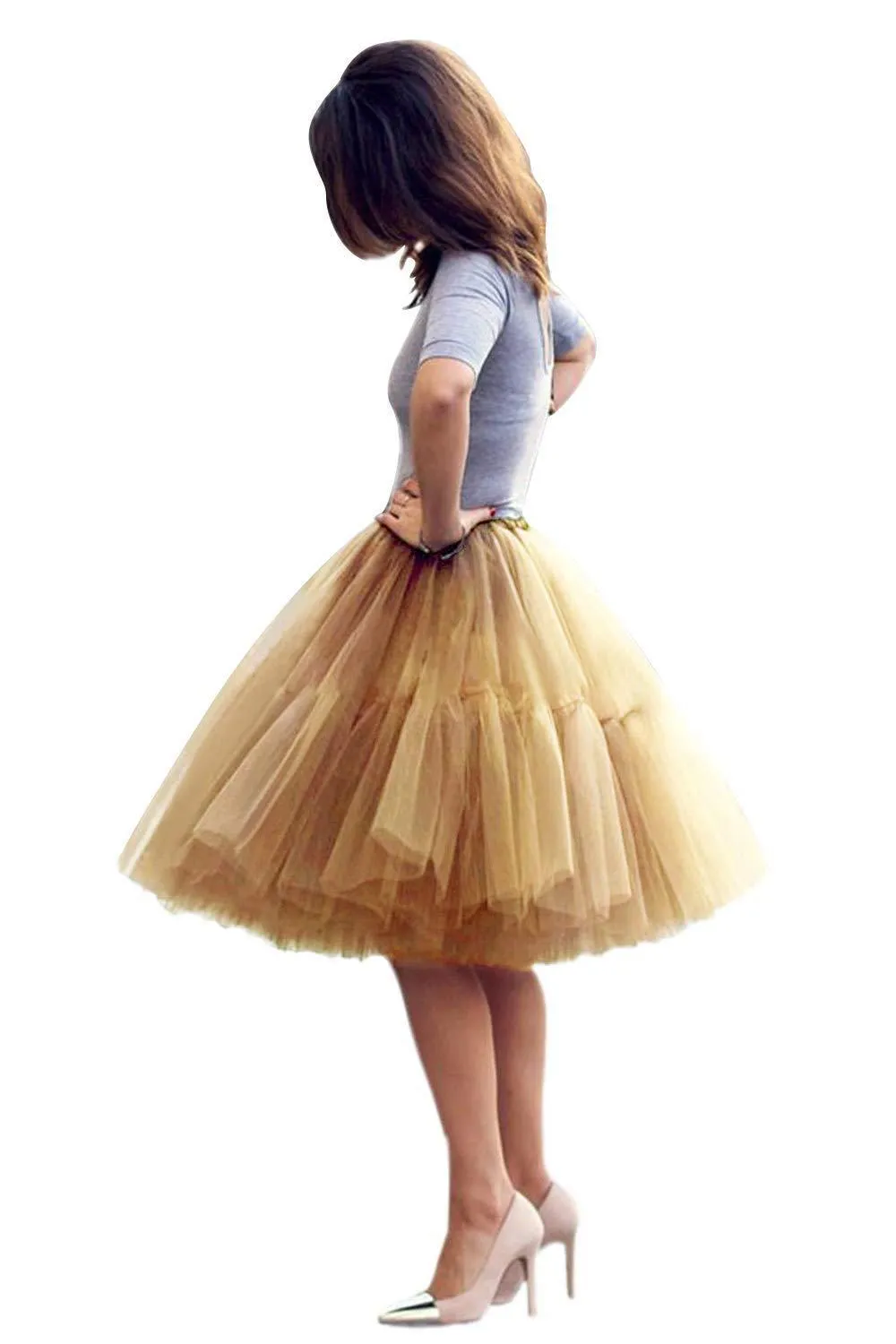High Waist Pleated Tulle Skirt Adult Tutu Short Puffy Skirts