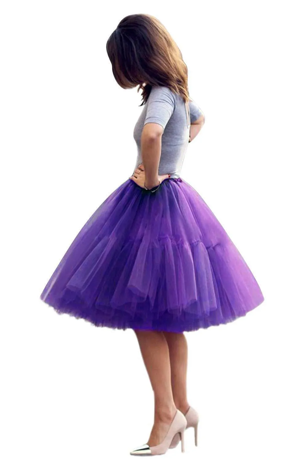 High Waist Pleated Tulle Skirt Adult Tutu Short Puffy Skirts