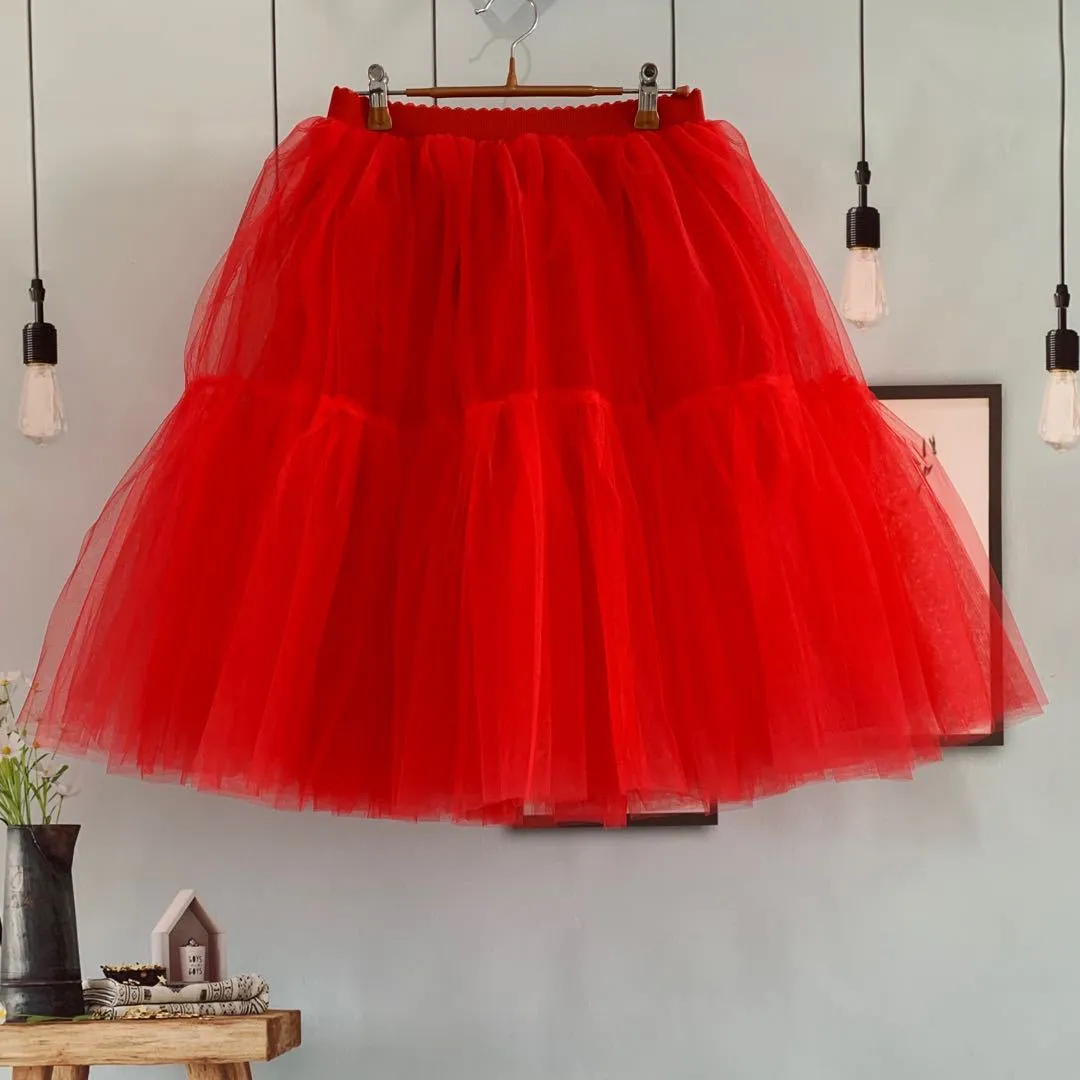 High Waist Pleated Tulle Skirt Adult Tutu Short Puffy Skirts