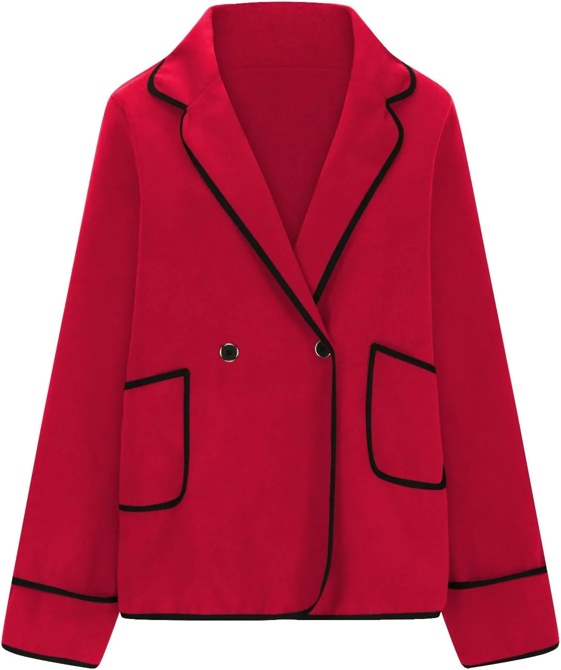 hlysgo Women's Peacoat Wool Blend Double Breasted Blazers Long Sleeve Casual Fall Jackets Spring Outwear with Pockets