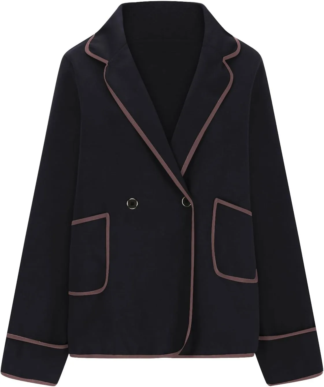 hlysgo Women's Peacoat Wool Blend Double Breasted Blazers Long Sleeve Casual Fall Jackets Spring Outwear with Pockets