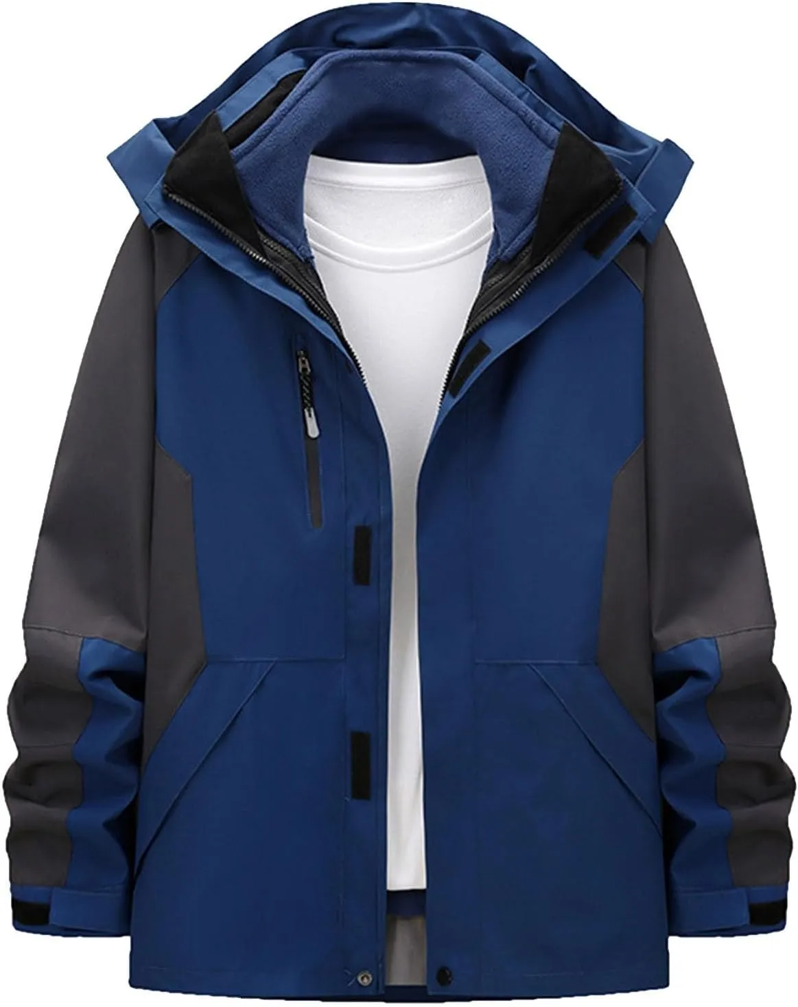 Hooded Rain Jacket Men Women Lightweight Waterproof Raincoats Plus Size Outdoor Hiking Warm Trench Coats with Pockets