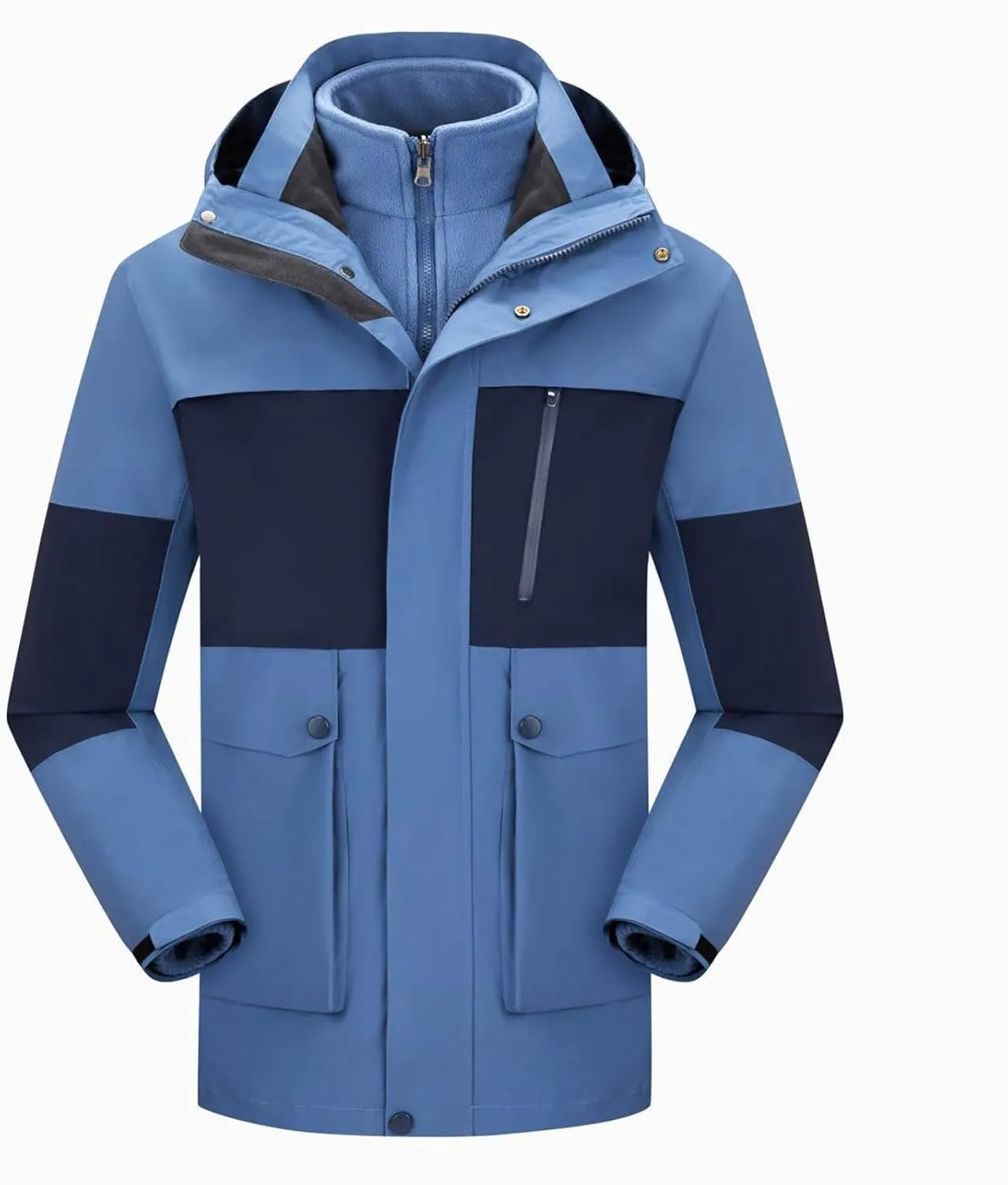 Hooded Rain Jackets Men Women Waterproof Lightweight Raincoats with Pockets Outdoor Hiking Travel Warm Trench Coats