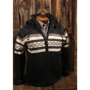 Hooded Wool Cowboy Sweater with Pattern