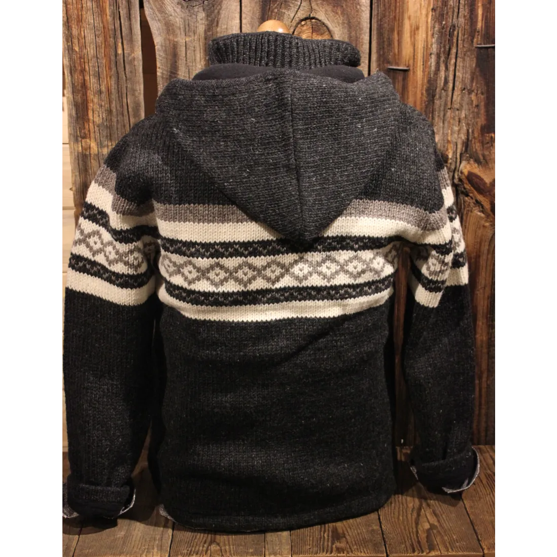 Hooded Wool Cowboy Sweater with Pattern
