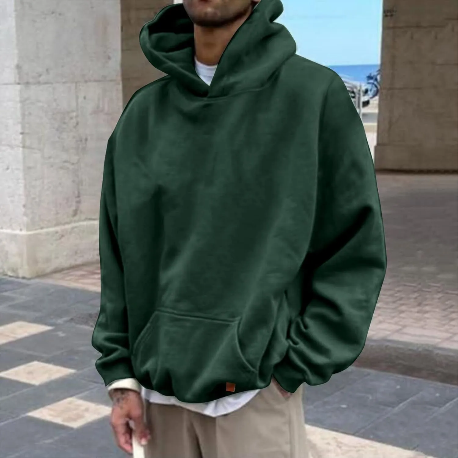 Hoodies for Men 2024 Mens Casual Hooded Oversized Loose Fit Hoodie Pullover Sweatshirts Long Sleeve Mens Shirts