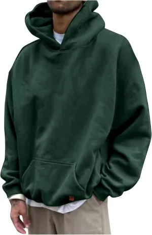 Hoodies for Men 2024 Mens Casual Hooded Oversized Loose Fit Hoodie Pullover Sweatshirts Long Sleeve Mens Shirts