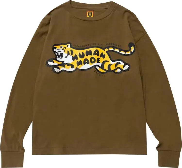 Human Made Tiger Long-Sleeve T-Shirt 'Olive Drab', Green