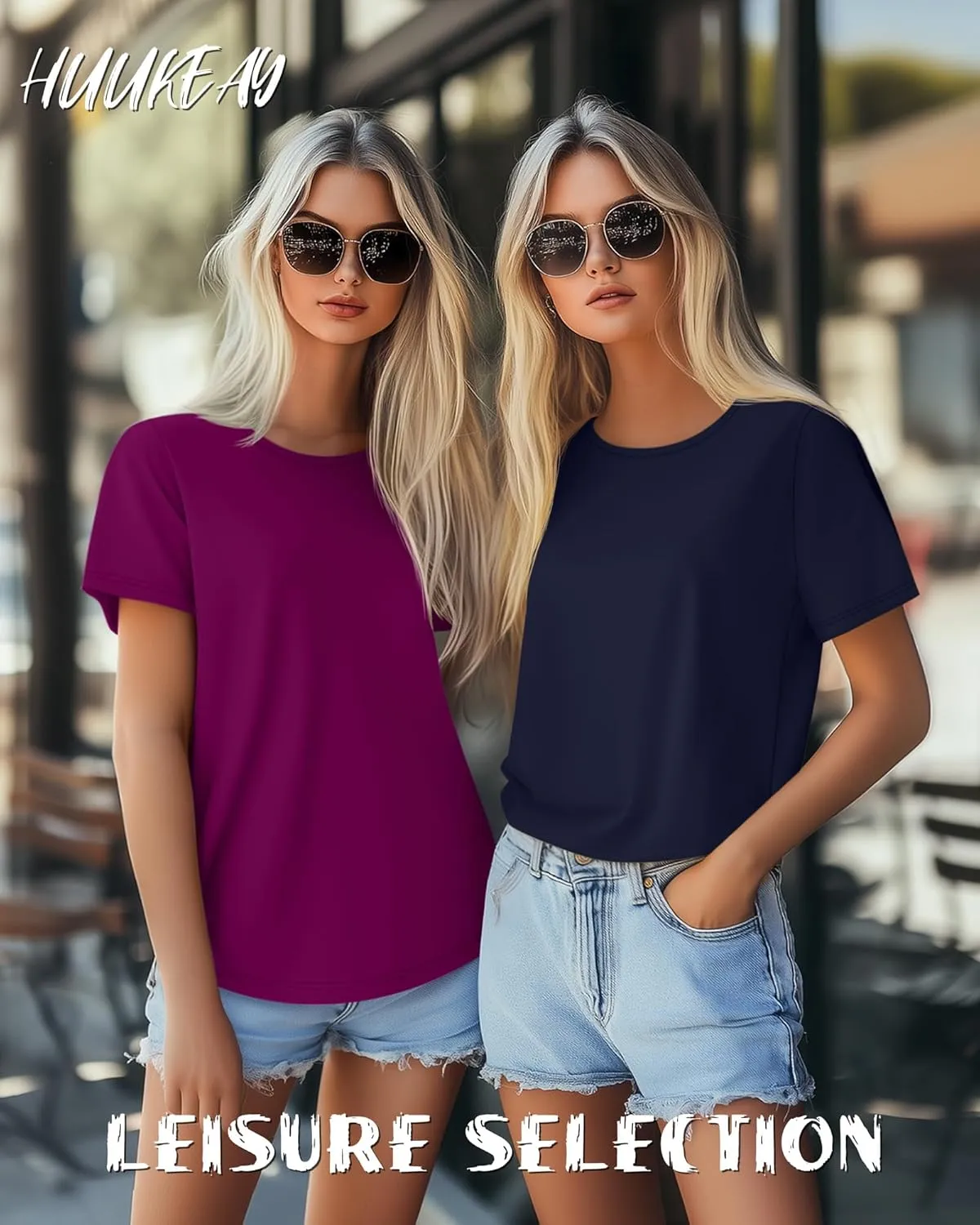Huukeay 3 Pack Women's Short Sleeve Shirts Basic Cotton Summer Tunic Tops Knitted Round Neck Loose Fit Casual T Shirt