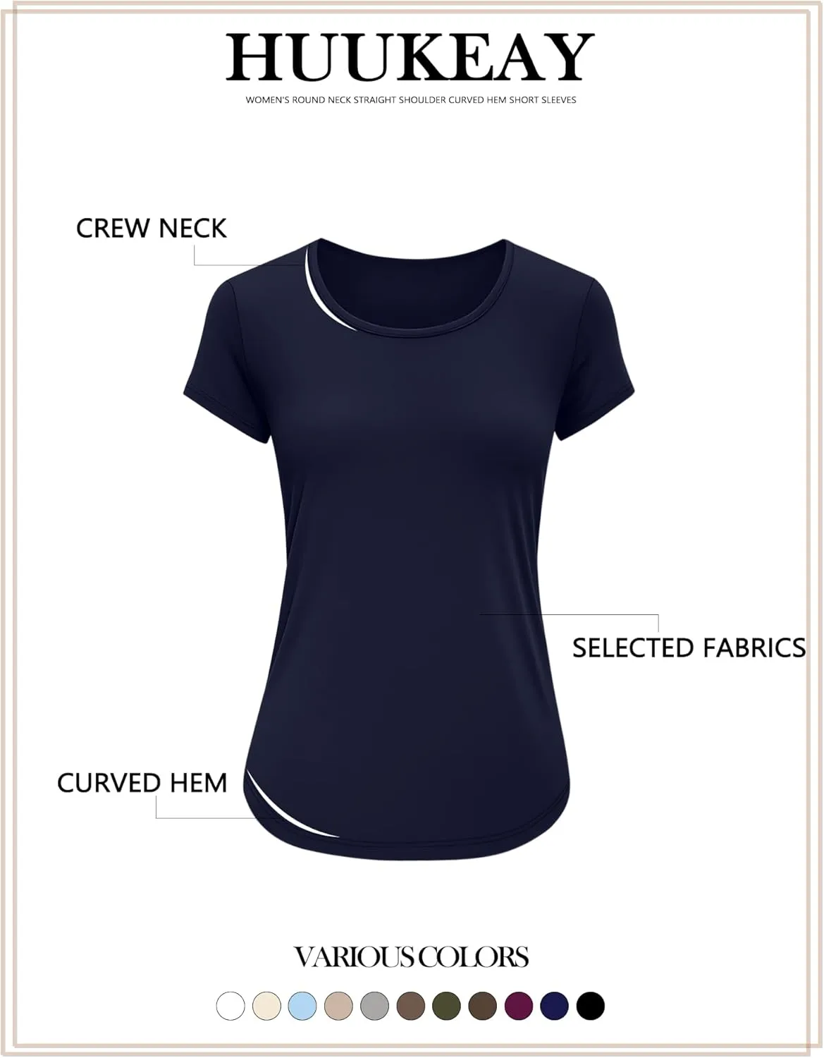 Huukeay 3 Pack Women's Short Sleeve Shirts Basic Cotton Summer Tunic Tops Knitted Round Neck Loose Fit Casual T Shirt