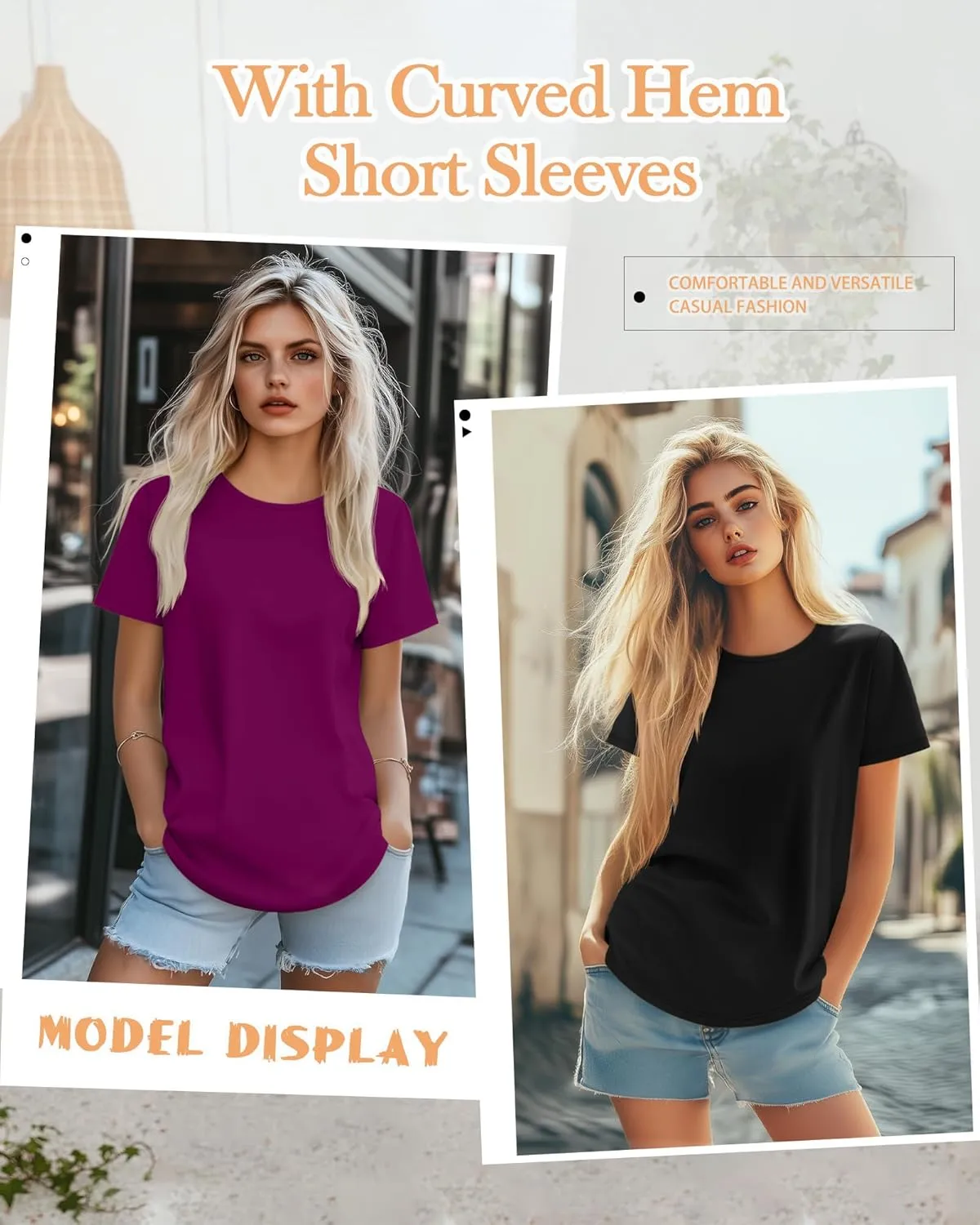 Huukeay 3 Pack Women's Short Sleeve Shirts Basic Cotton Summer Tunic Tops Knitted Round Neck Loose Fit Casual T Shirt