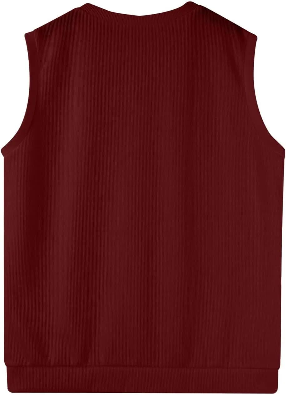 HXHYQKP Mens Sweater Vest Business Work V Neck Sleeveless Pullover Slim Fit Casual Knitwear Tops