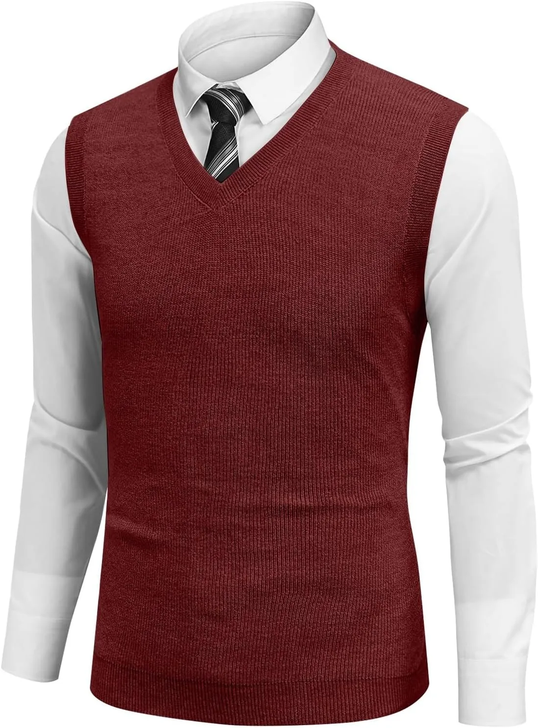 HXHYQKP Mens Sweater Vest Business Work V Neck Sleeveless Pullover Slim Fit Casual Knitwear Tops