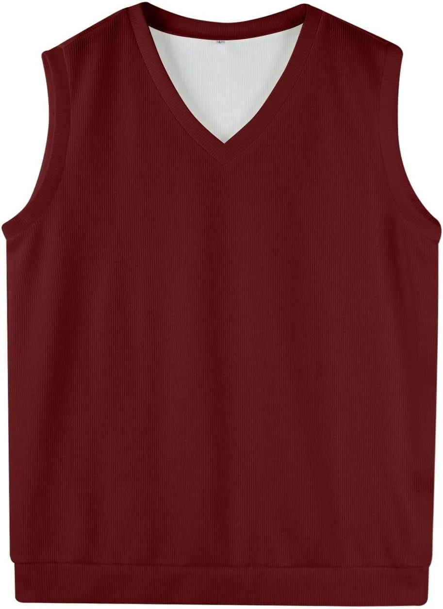 HXHYQKP Mens Sweater Vest Business Work V Neck Sleeveless Pullover Slim Fit Casual Knitwear Tops