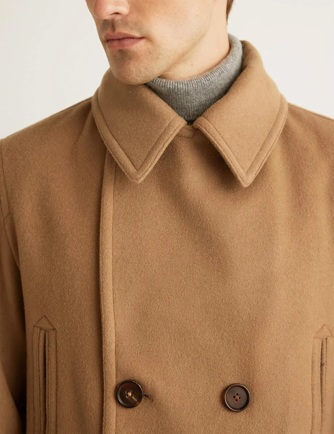 IDEALSANXUN Mens Casual Double Breasted Wool Trench Coat Peacoat Winter Jackets