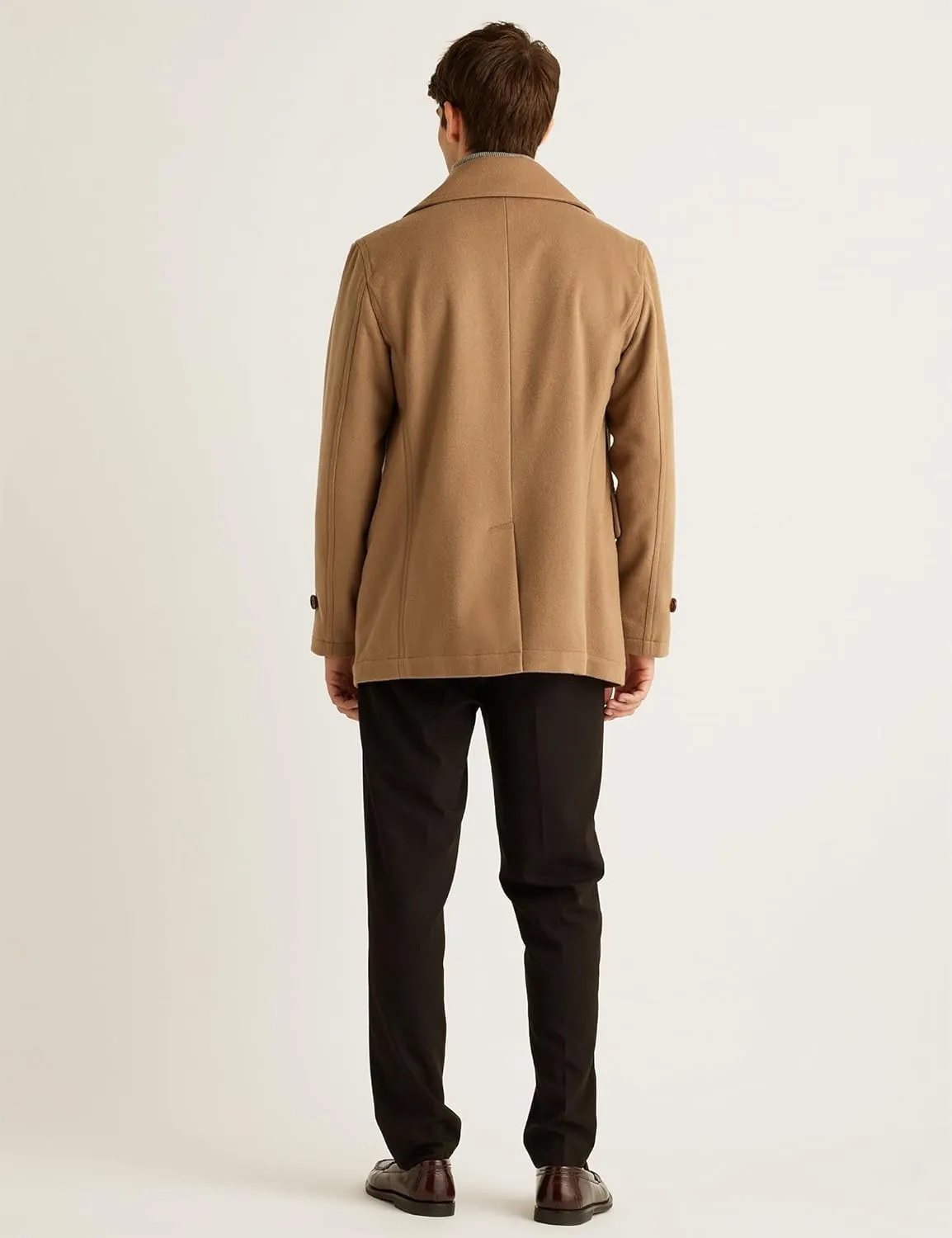 IDEALSANXUN Mens Casual Double Breasted Wool Trench Coat Peacoat Winter Jackets