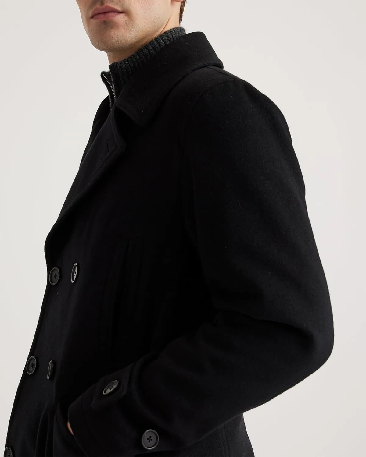 IDEALSANXUN Mens Casual Double Breasted Wool Trench Coat Peacoat Winter Jackets