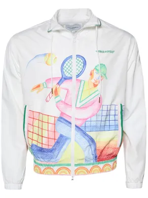 illustration-print zip-up jacket