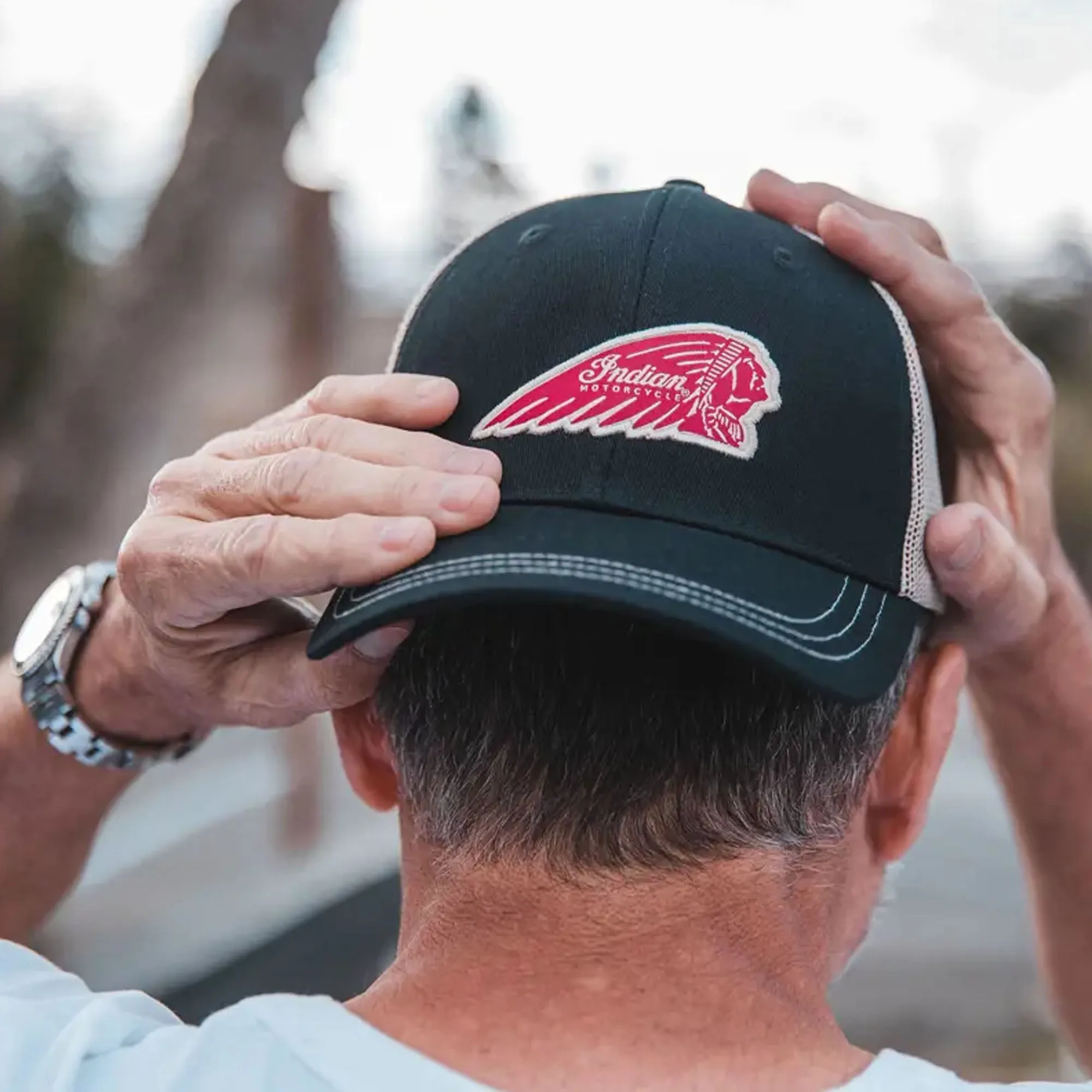 Indian Motorcycle 2861340 Men's Trucker Hat Black